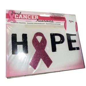 Breast Cancer Awareness Iron On Transfer - HOPE Black & Sparkly Pink